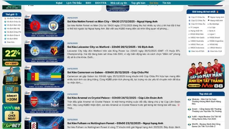 Các bài soi kèo bóng đá được cập nhật liên tục tại KQBD 24H