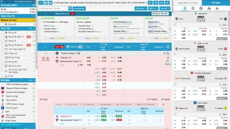 Bảng tỷ lệ kèo nhà cái tại KQBD 24H được cập nhật liên tục