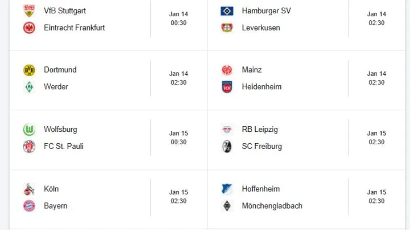 Theo dõi KQBD Bundesliga tại KQBD 24H