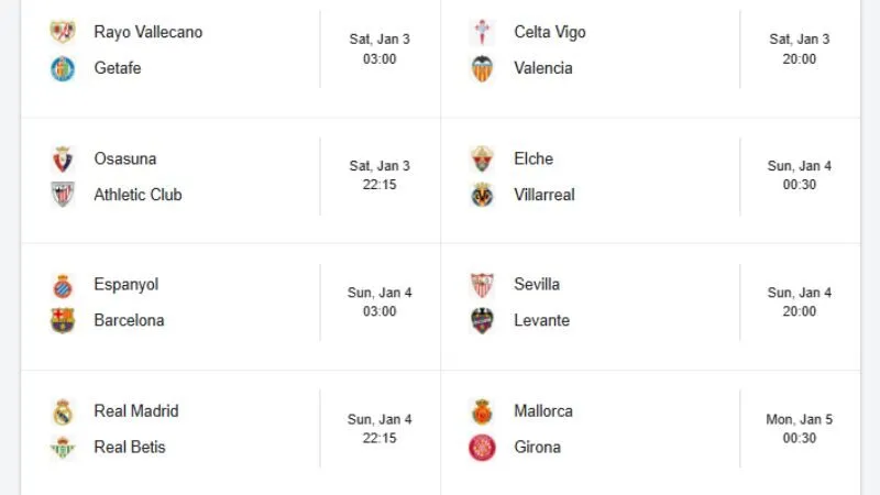 KQBD 24H cập nhật tỷ số trực tiếp, BXH và thống kê La Liga nhanh, chính xác